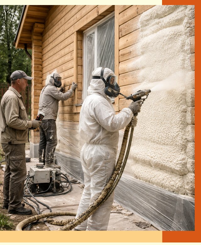 Утепление дома из бруса ППУ в Петропавловске-Камчатском от 3989 руб/м2 под ключ | ТепломастерПтк